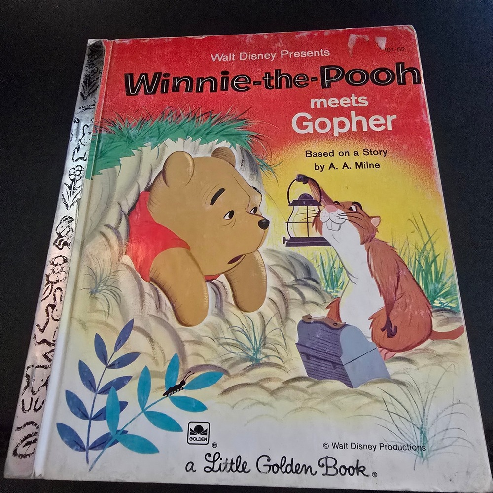 Vintage 1960s Little Golden Book Winnie-the-Pooh Meets Gopher Disney Hardcover